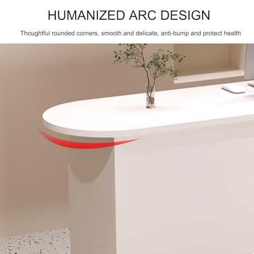 Empfang Schreibtisch mit LED-Licht Bürozähler mit Drawers Home Rezeption Möbel Stilvolle Bureau für Spa Wohnraum und Home Use (Wit 80CM)