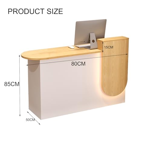 Empfang Schreibtisch mit LED-Licht Bürozähler mit Drawers Home Rezeption Möbel Stilvolle Bureau für Spa Wohnraum und Home Use (Wit 80CM)