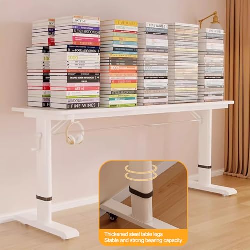 Adjustable Height Laptop Desk Mobile Standing Desk with Wheels Overbed Table for Bed or Nightstand Wooden Top (47.2x15.7in) - Perfect for Home Office and Study