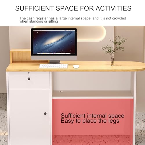 Empfang Schreibtisch mit LED-Licht Bürozähler mit Drawers Home Rezeption Möbel Stilvolle Bureau für Spa Wohnraum und Home Use (Wit 80CM)