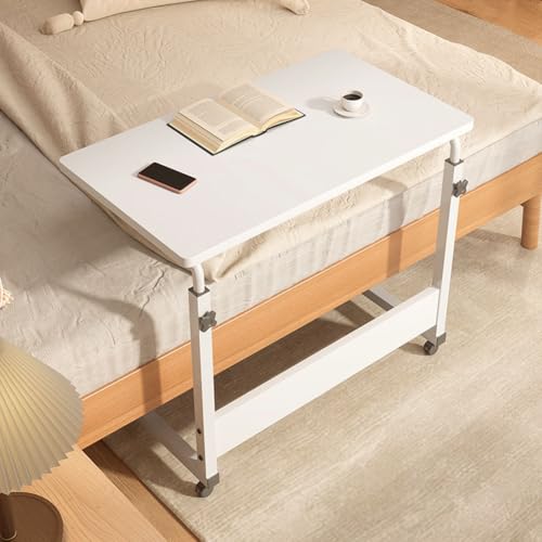Adjustable Height Rolling C Shaped Laptop Desk Portable Study Table for TV Easy Move Side Table Sturdy Computer Stand for Small Spaces Home & Office Furniture