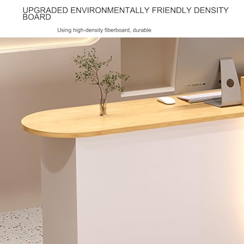 Empfang Schreibtisch mit LED-Licht Bürozähler mit Drawers Home Rezeption Möbel Stilvolle Bureau für Spa Wohnraum und Home Use (Wit 80CM)