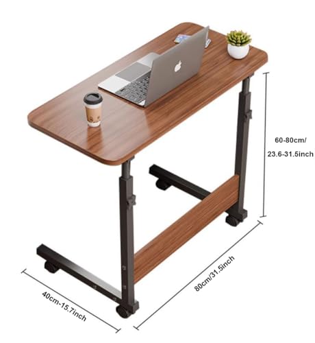 Adjustable Height Rolling C Shaped Laptop Desk Portable Study Table for TV Easy Move Side Table Sturdy Computer Stand for Small Spaces Home & Office Furniture
