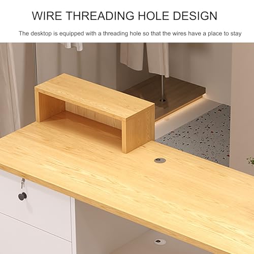 Empfang Schreibtisch mit LED-Licht Bürozähler mit Drawers Home Rezeption Möbel Stilvolle Bureau für Spa Wohnraum und Home Use (Wit 80CM)