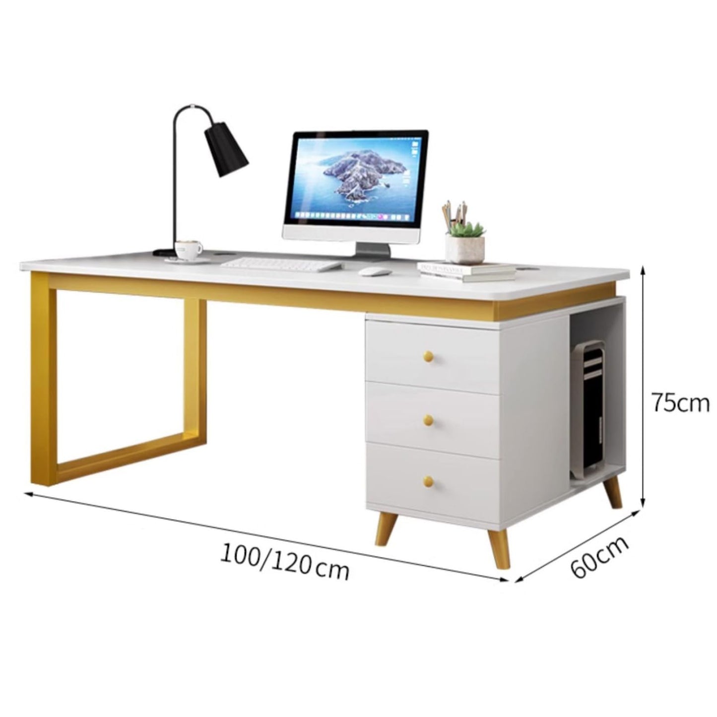 Gaming -Schreibtisch Computertisch mit Speicherschublade, Industrial Desk mit Monitor Stand Modern Study Writing Table Workstation für Zuhause und Büro