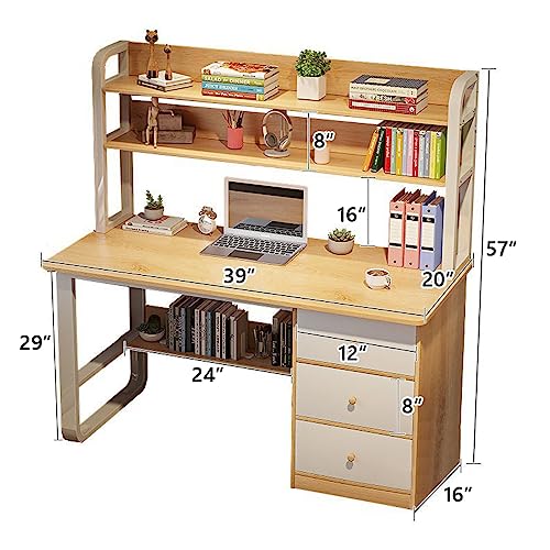Moderne Schreibtisch mit 3 Drawers & Lagerung Shelves White Finish Perfect Home Office & Study Desk (39 Zoll) für stilvolle Nization & Produktivität