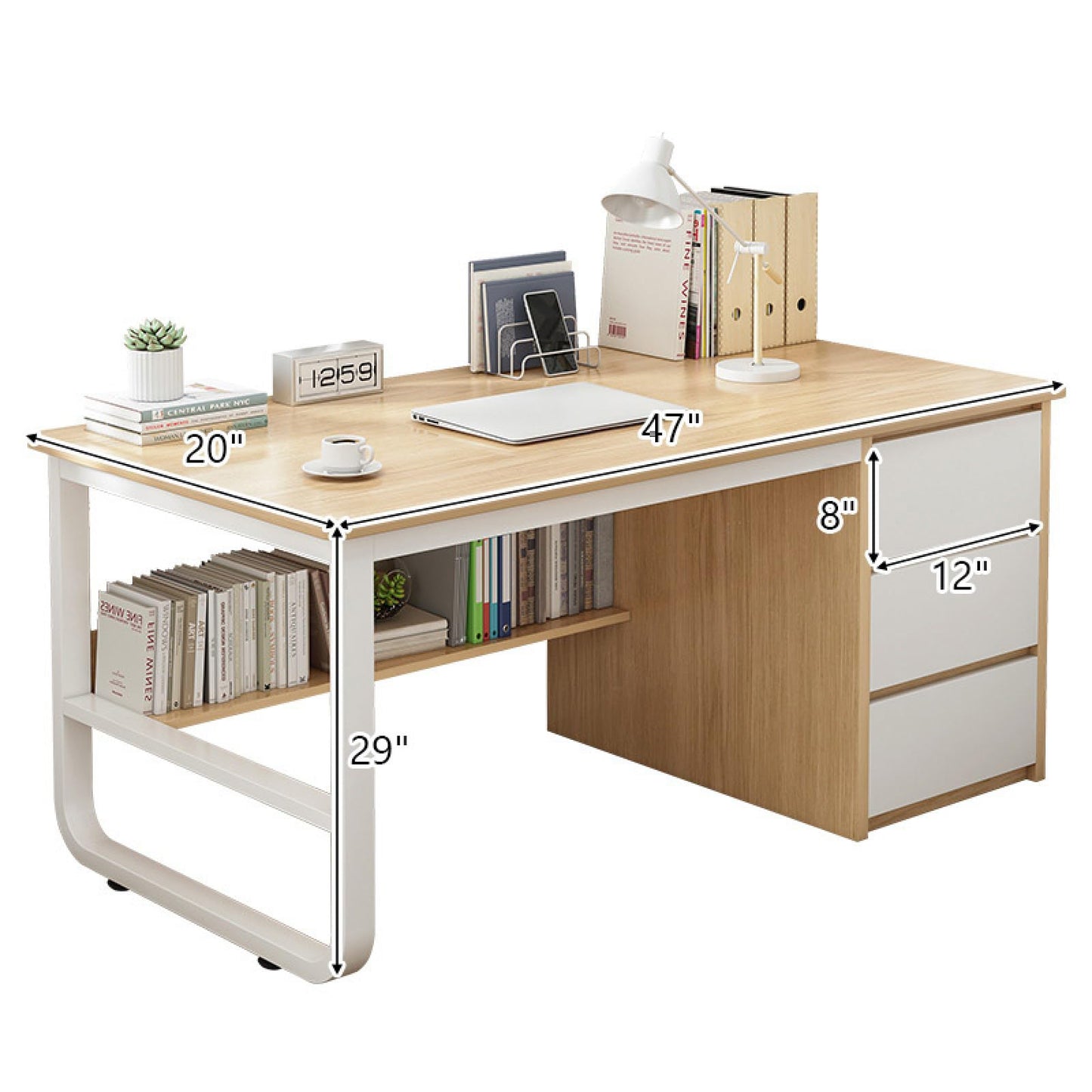 Bücherregal,Bücherregal klein,Modern Computer Desk with Bookshelf 3 Drawers Multifunctional Home Office Table for Writing Study & Work Simple Stylish PC Workstation Large