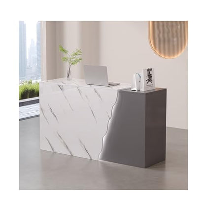 Modern Reception Desk with Lockable Drawers & Cable Grommets Stylish Front Desk for Salon Office Lobby Shop - 120cm/47.2in Retail Counter Table