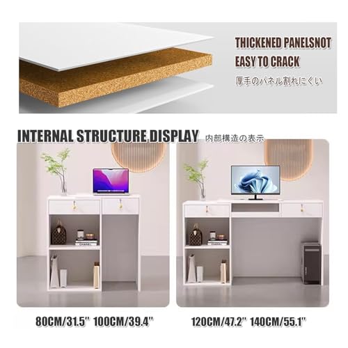 Modern Reception Desk with Lockable Drawers & Cable Grommets Stylish Front Desk for Salon Office Lobby Shop - 120cm/47.2in Retail Counter Table
