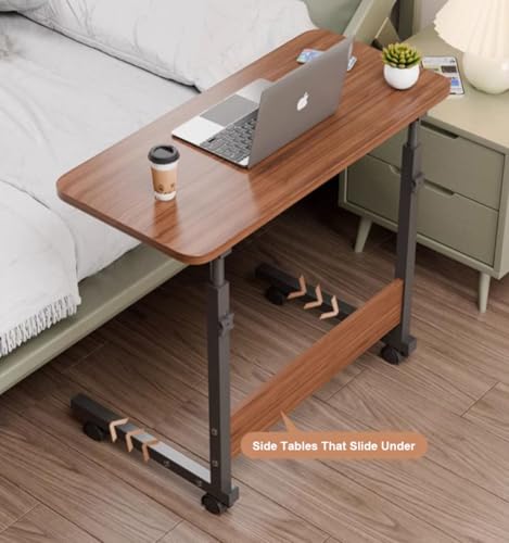 Adjustable Height Rolling C Shaped Laptop Desk Portable Study Table for TV Easy Move Side Table Sturdy Computer Stand for Small Spaces Home & Office Furniture