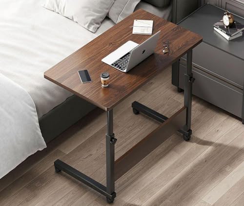 Adjustable Height Rolling C Shaped Laptop Desk Portable Study Table for TV Easy Move Side Table Sturdy Computer Stand for Small Spaces Home & Office Furniture
