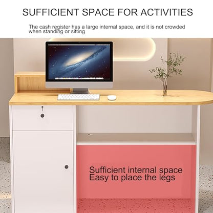 Empfang Schreibtisch mit LED-Licht Bürozähler mit Drawers Home Rezeption Möbel Stilvolle Bureau für Spa Wohnraum und Home Use (Wit 80CM)