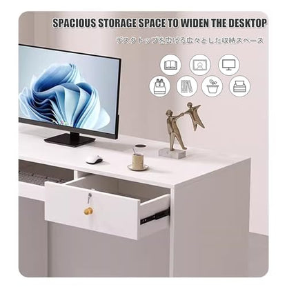 Modern Reception Desk with Lockable Drawers & Cable Grommets Stylish Front Desk for Salon Office Lobby Shop - 120cm/47.2in Retail Counter Table