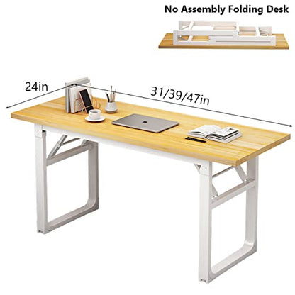 Gelber platzsparender Klappschreibtisch, tragbarer, faltbarer Arbeitsplatz für Heimbüro, keine Montage, einfacher Heimcomputertisch