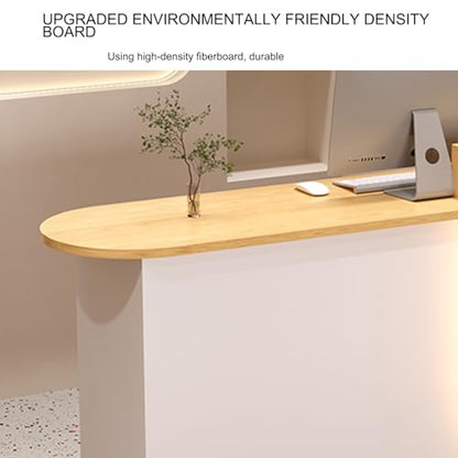 Empfang Schreibtisch mit LED-Licht Bürozähler mit Drawers Home Rezeption Möbel Stilvolle Bureau für Spa Wohnraum und Home Use (Wit 80CM)