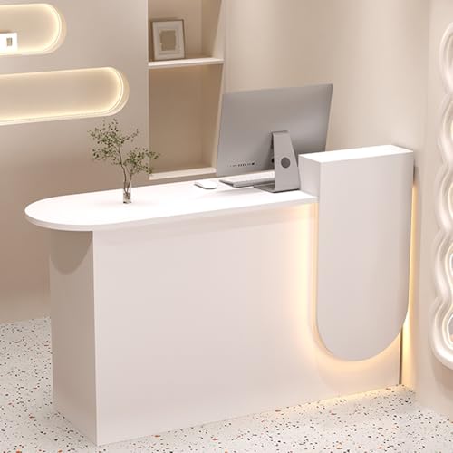 Empfang Schreibtisch mit LED-Licht Bürozähler mit Drawers Home Rezeption Möbel Stilvolle Bureau für Spa Wohnraum und Home Use (Wit 80CM)
