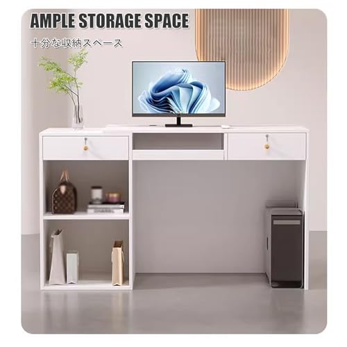 Modern Reception Desk with Lockable Drawers & Cable Grommets Stylish Front Desk for Salon Office Lobby Shop - 120cm/47.2in Retail Counter Table