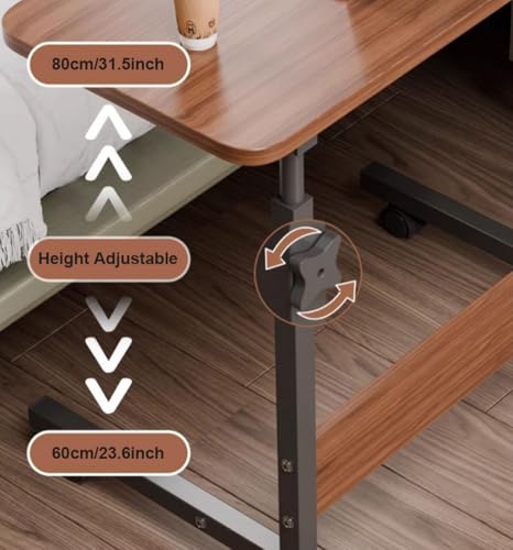 Adjustable Height Rolling C Shaped Laptop Desk Portable Study Table for TV Easy Move Side Table Sturdy Computer Stand for Small Spaces Home & Office Furniture