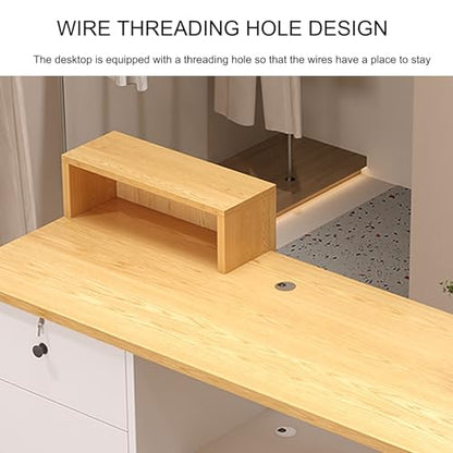 Empfang Schreibtisch mit LED-Licht Bürozähler mit Drawers Home Rezeption Möbel Stilvolle Bureau für Spa Wohnraum und Home Use (Wit 80CM)