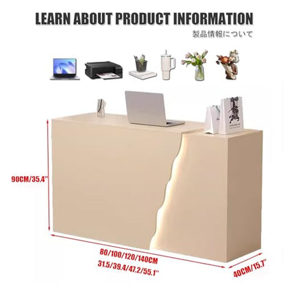 Modern Reception Desk with Lockable Drawers & Cable Grommets Stylish Front Desk for Salon Office Lobby Shop - 120cm/47.2in Retail Counter Table