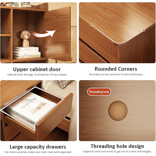 MESCXTY Computertisch mit Aufsatz,Schreibtisch aus Holz mit Schubladen und Regalen,Workstation-PC-Laptop-Schreibtisch für Büro,Zuhause(100x45x131cm, Wood)