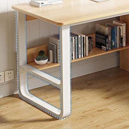 Moderne Schreibtisch mit 3 Drawers & Lagerung Shelves White Finish Perfect Home Office & Study Desk (39 Zoll) für stilvolle Nization & Produktivität