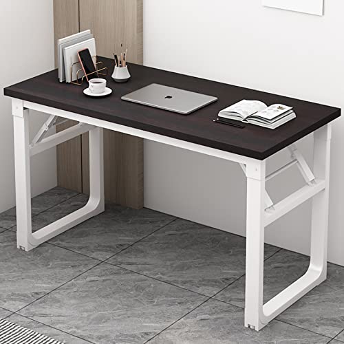 Gelber platzsparender Klappschreibtisch, tragbarer, faltbarer Arbeitsplatz für Heimbüro, keine Montage, einfacher Heimcomputertisch