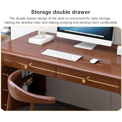 L-förmiger Computertisch mit Schubladen, Massivholz Home Office Schreibtisch, Student Study Desk mit Ablagefach für die Arbeit von zu Hause aus