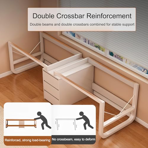 Large Double Desk for 2 People with Drawers Gaming Computer Desk Long Wooden Study Table for Home Office Grey 94.48 Inches Perfect for Collaborative Work