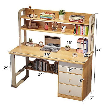 Moderne Schreibtisch mit 3 Drawers & Lagerung Shelves White Finish Perfect Home Office & Study Desk (39 Zoll) für stilvolle Nization & Produktivität