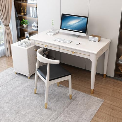 L-förmiger Computertisch mit Schubladen, Massivholz Home Office Schreibtisch, Student Study Desk mit Ablagefach für die Arbeit von zu Hause aus