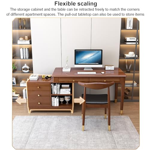 L-förmiger Computertisch mit Schubladen, Massivholz Home Office Schreibtisch, Student Study Desk mit Ablagefach für die Arbeit von zu Hause aus