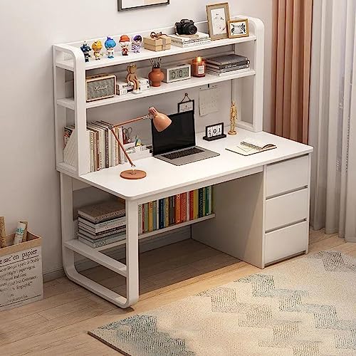 Moderne Schreibtisch mit 3 Drawers & Lagerung Shelves White Finish Perfect Home Office & Study Desk (39 Zoll) für stilvolle Nization & Produktivität