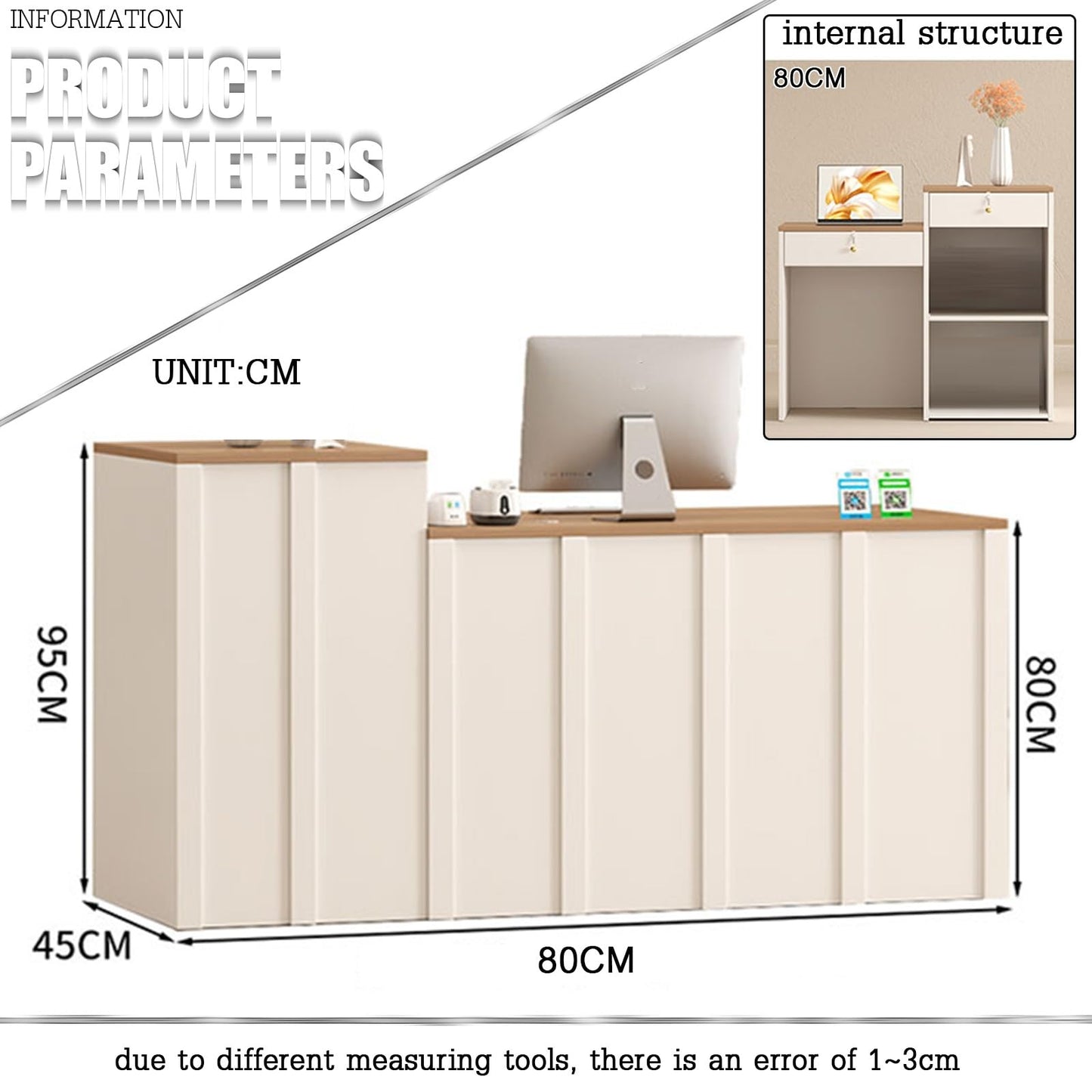 Modern Reception Desk & Cashier Counter Compact Standing Front Desk for Small Spaces - Perfect for Store Hotel Lobby - Sleek Design for Efficient Use