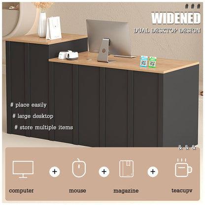Modern Reception Desk & Cashier Counter Compact Standing Front Desk for Small Spaces - Perfect for Store Hotel Lobby - Sleek Design for Efficient Use