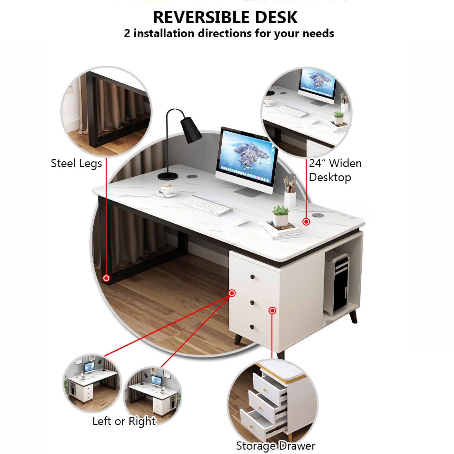 Gaming -Schreibtisch Computertisch mit Speicherschublade, Industrial Desk mit Monitor Stand Modern Study Writing Table Workstation für Zuhause und Büro