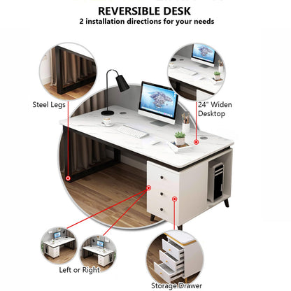 Gaming -Schreibtisch Computertisch mit Speicherschublade, Industrial Desk mit Monitor Stand Modern Study Writing Table Workstation für Zuhause und Büro