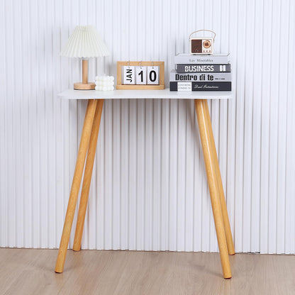 OSKOPWRC Holz-Computertisch, 28 „L x 16 ‚W Kleiner Schreibtisch mit Massivholzbeinen, 29‘ Höhe Ergonomischer Bürotisch, Schreibtisch für kleine Räume Weiß (weiß)