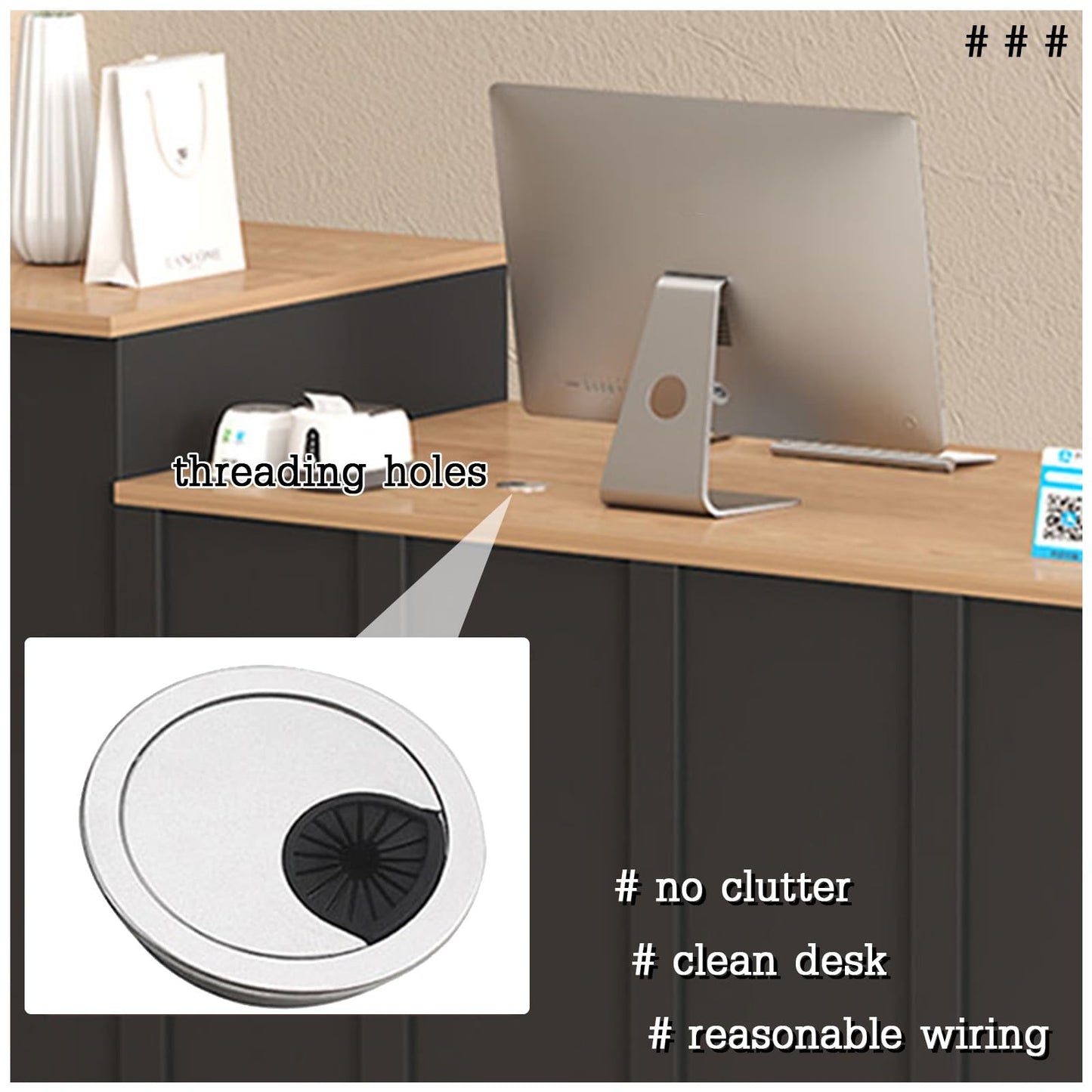 Modern Reception Desk & Cashier Counter Compact Standing Front Desk for Small Spaces - Perfect for Store Hotel Lobby - Sleek Design for Efficient Use