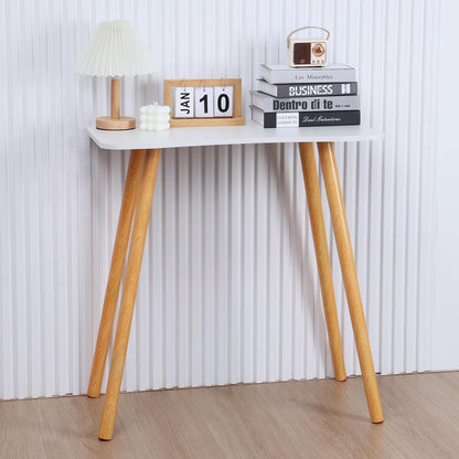 OSKOPWRC Holz-Computertisch, 28 „L x 16 ‚W Kleiner Schreibtisch mit Massivholzbeinen, 29‘ Höhe Ergonomischer Bürotisch, Schreibtisch für kleine Räume Weiß (weiß)