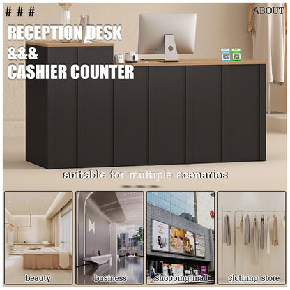 Modern Reception Desk & Cashier Counter Compact Standing Front Desk for Small Spaces - Perfect for Store Hotel Lobby - Sleek Design for Efficient Use
